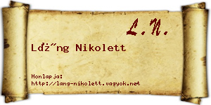 Láng Nikolett névjegykártya