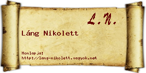 Láng Nikolett névjegykártya
